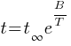 t=t_{infty}e^{B/T}
