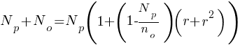 N_p+N_o = N_p{(1+({1-{{N_p}/{n_o}}) (r+{r^2}) })}